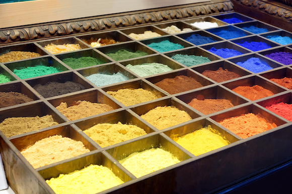 Exhibición de distintos pigmentos